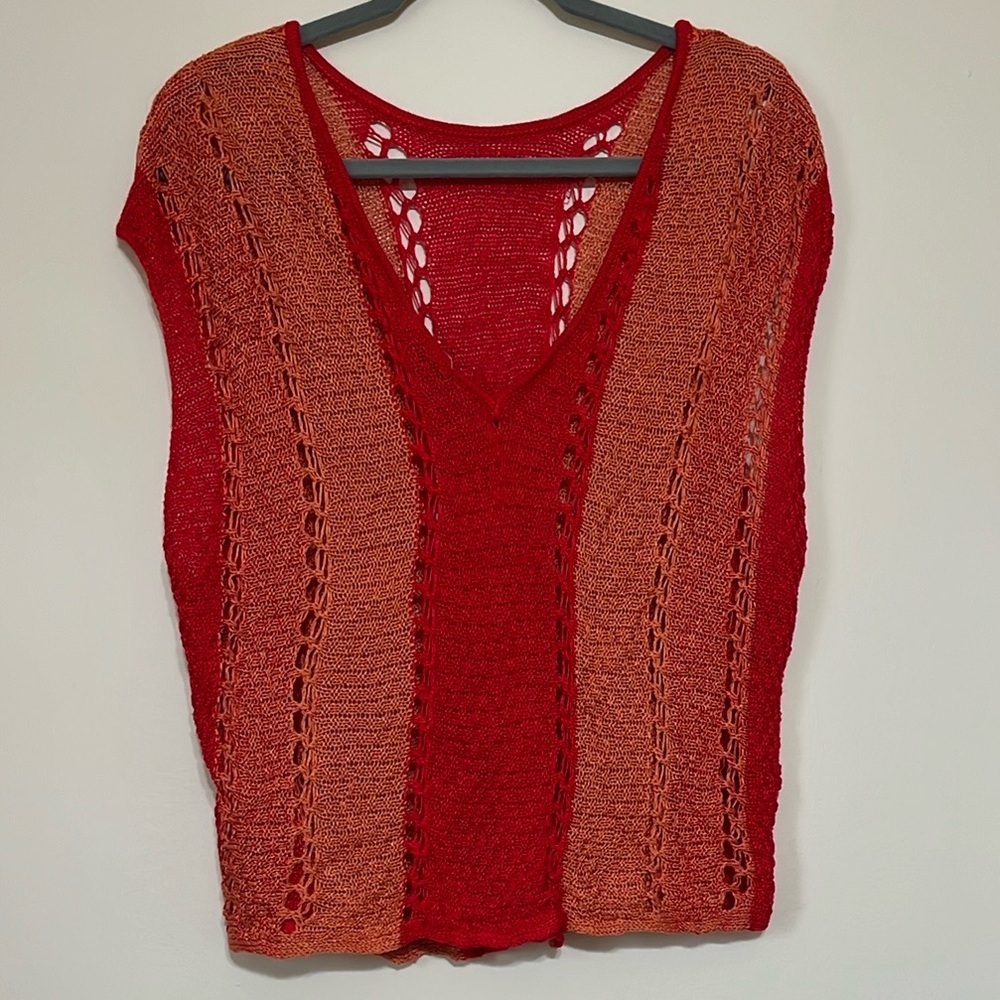 Zara Red and Orange Knit Top Large - Picture 3 of 4